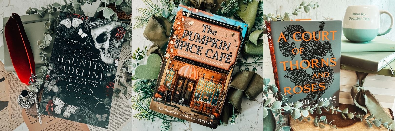 Popular romance books by bestselling authors H.D. Carlton, Laurie Gilmore, and Sarah J. Maas featured in a best romance authors list.